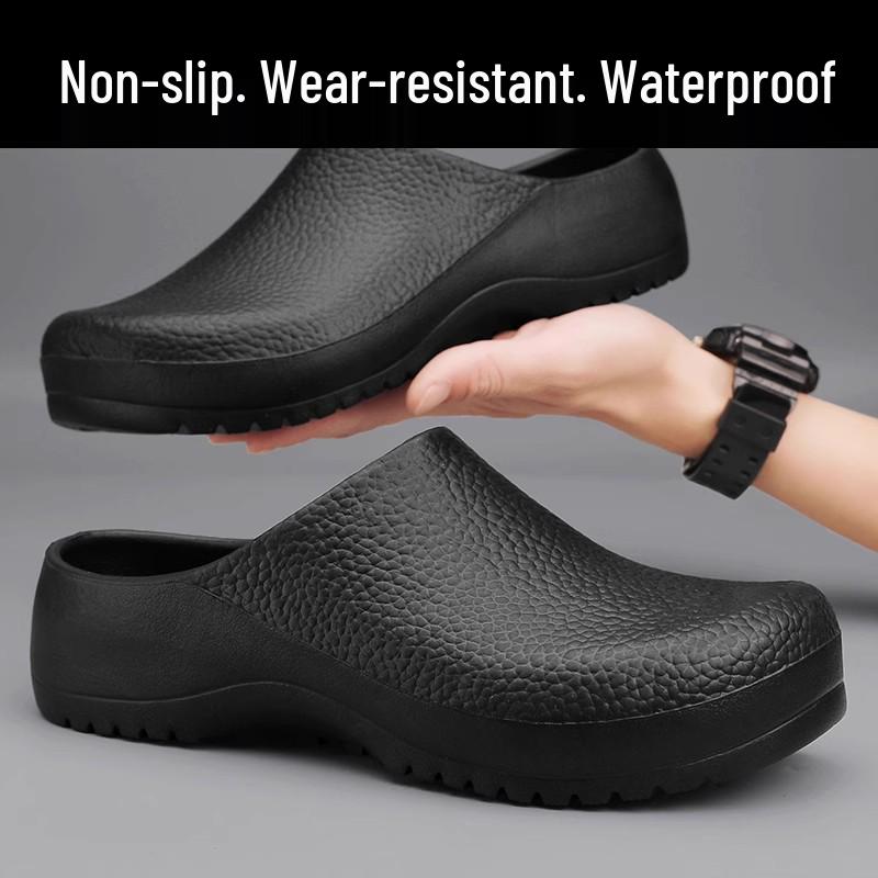 Women's Waterproof, Oil-Proof Anti-Slip Chef Shoes - Stain-Resistant Workwear for Restaurants and Hotels, Closed Toe and Half Slippers
