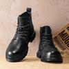 Retro Men's Ankle Boots Waterproof Casual Leather Boots High Top Shoes for Men Non Slip Work Boots