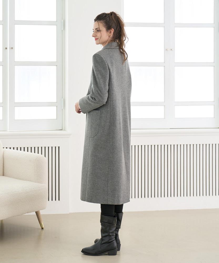 Lbyl Wool Light Grey Double Collar Long Coat