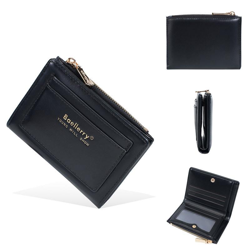 Baellerry Women Fashion Short Wallets Artificial Leather Bifold Wallet Casual Card Holder Cash Money Pack Coin Purse