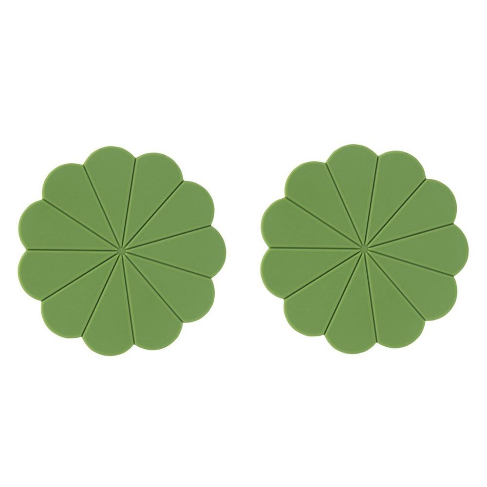 2PCS Heat Resistant Flower Shaped Silicone Mat Anti Scalding Table Mat Pot Holder Tea Coaster