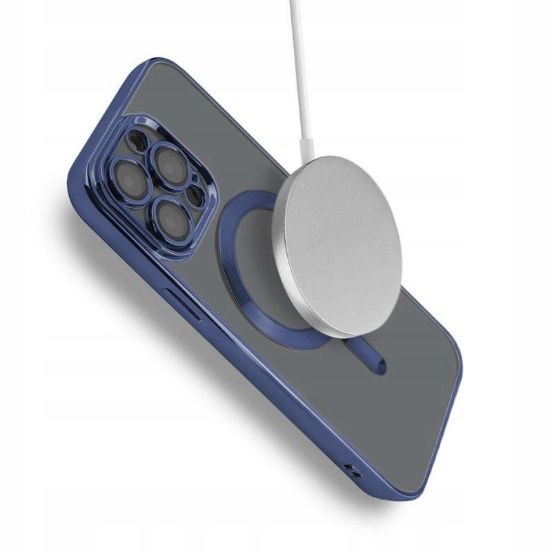 Etui do iphone 11 pro max magsafe obudowa wzmacniana granatowy case + szkło