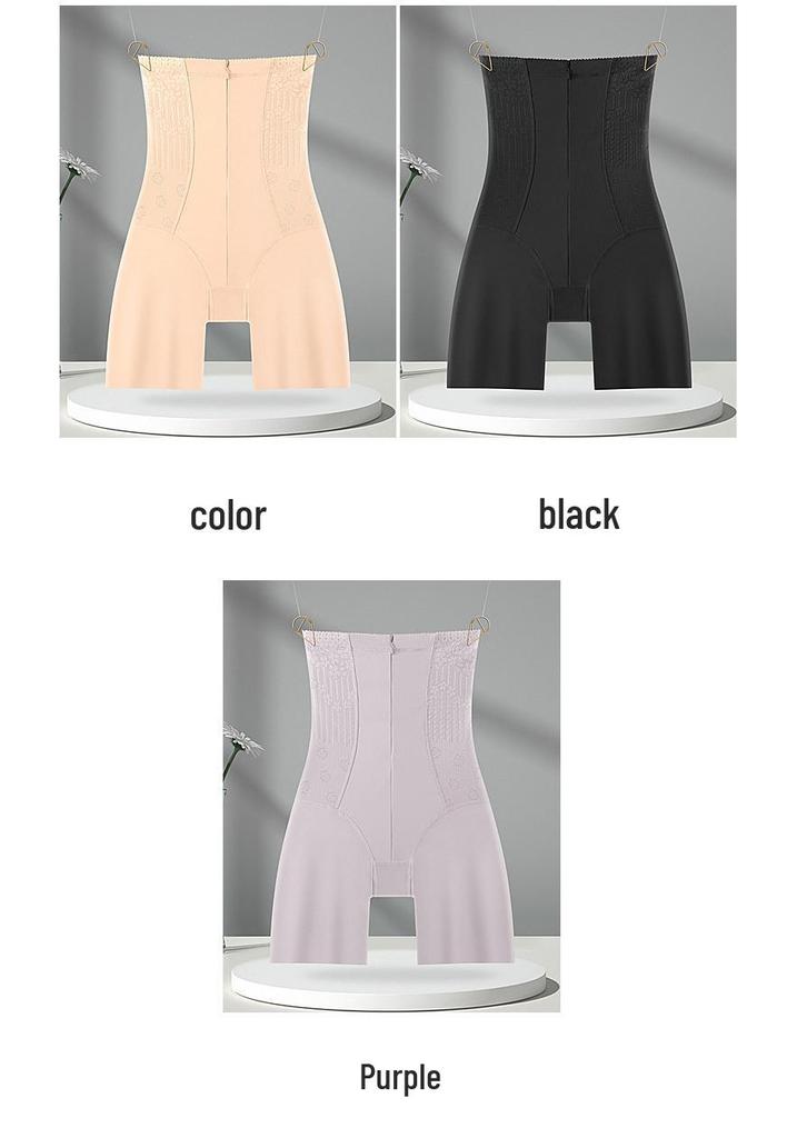 High Waist Jacquard Zipper Hip Lifting Tummy Control Plus Size Seamless Boyleg Shaper Panties for Women