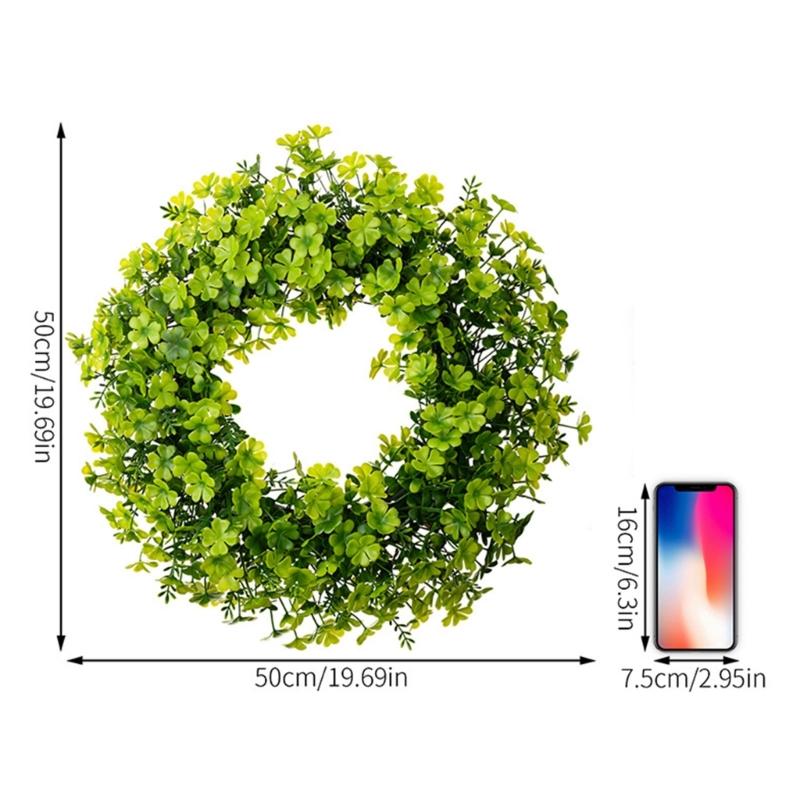 Elegant Shamrocks Wreath Featurings Four Clovers And Green Foliages . 's Celebrations Indoor Use