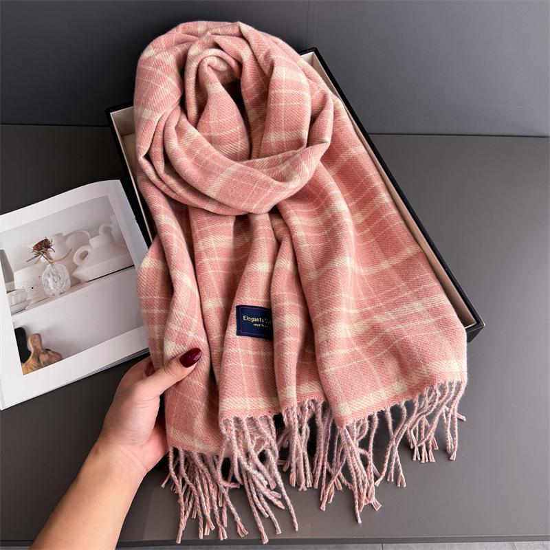 

Autumn And Winter Fresh And Gentle Retro Warm Scarf Women S Shawl Versatile Commuter Fringed Fine Sand Imitation Cashmere Scarf 200cmX53cm (with tassel)