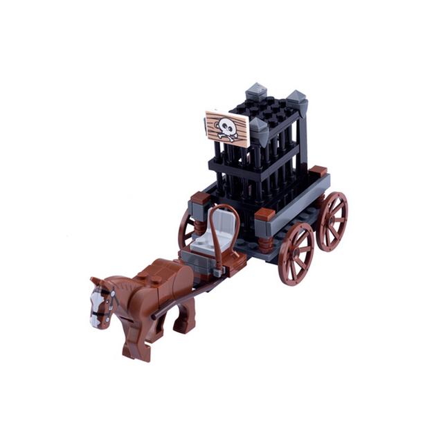 MOC Mittelalterliche Bausteine Zubehör Stadtmauer Piratenbar Segelboot Kokospalme Galgen Artillerie Ochsenkarren Ziegelstein Spielzeug Geschenk S007