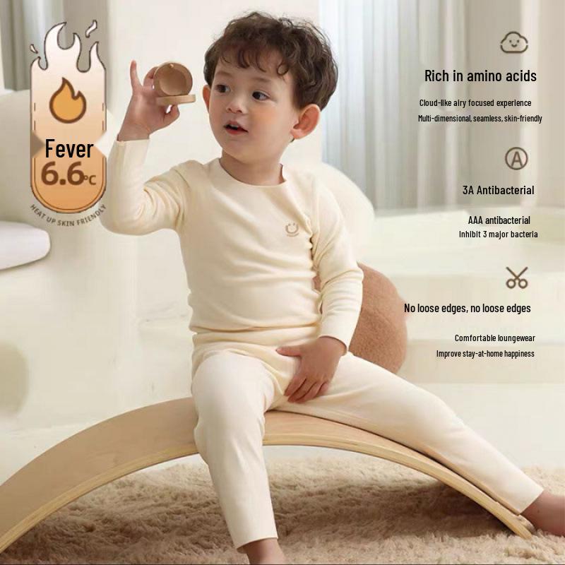

Children s Thermal Fleece Underwear Set: Warm, Antibacterial, Seamless Winter Wear for Boys and Girls 140