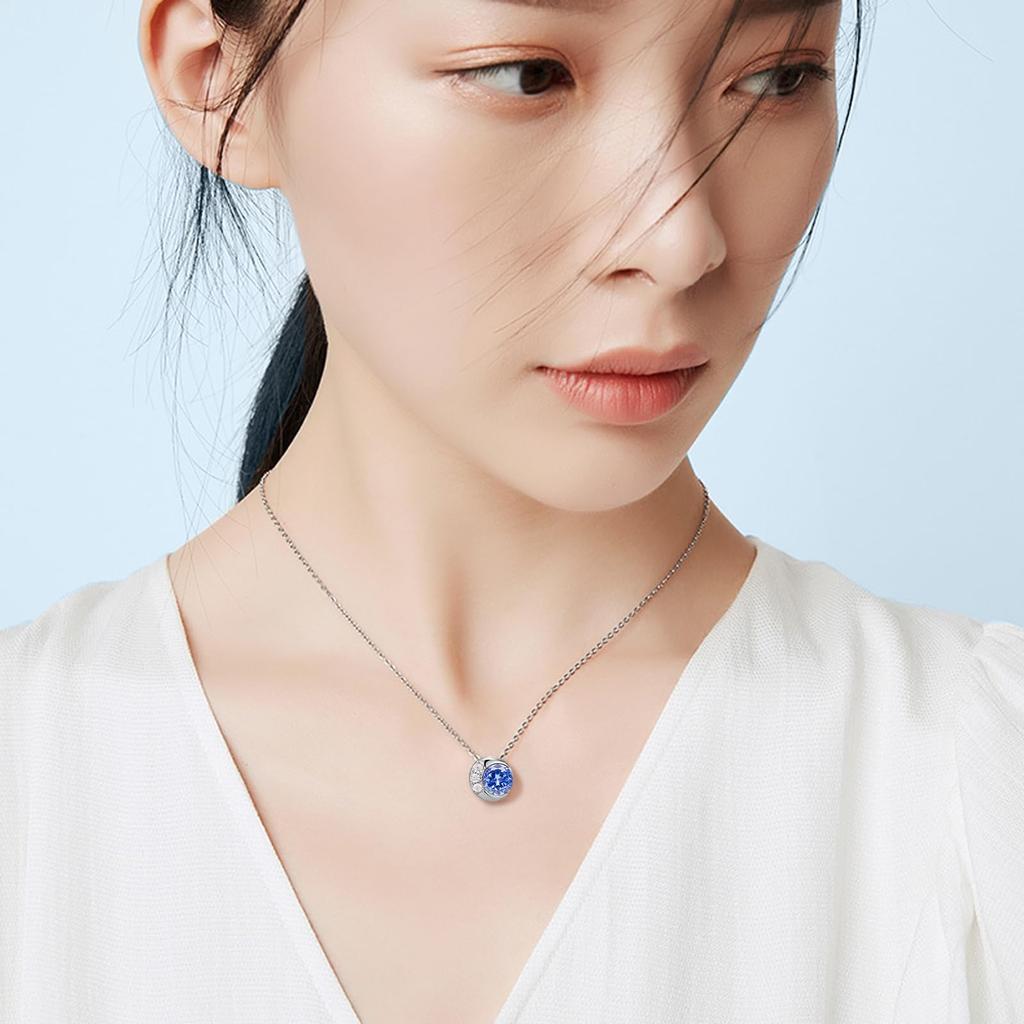 Tanzanite Natural 925 Half Moon Metal Birthday High School Entrance Ceremony Necklace [Free bird] Necklace, Women's, Birthstone, Pendant, Stone,