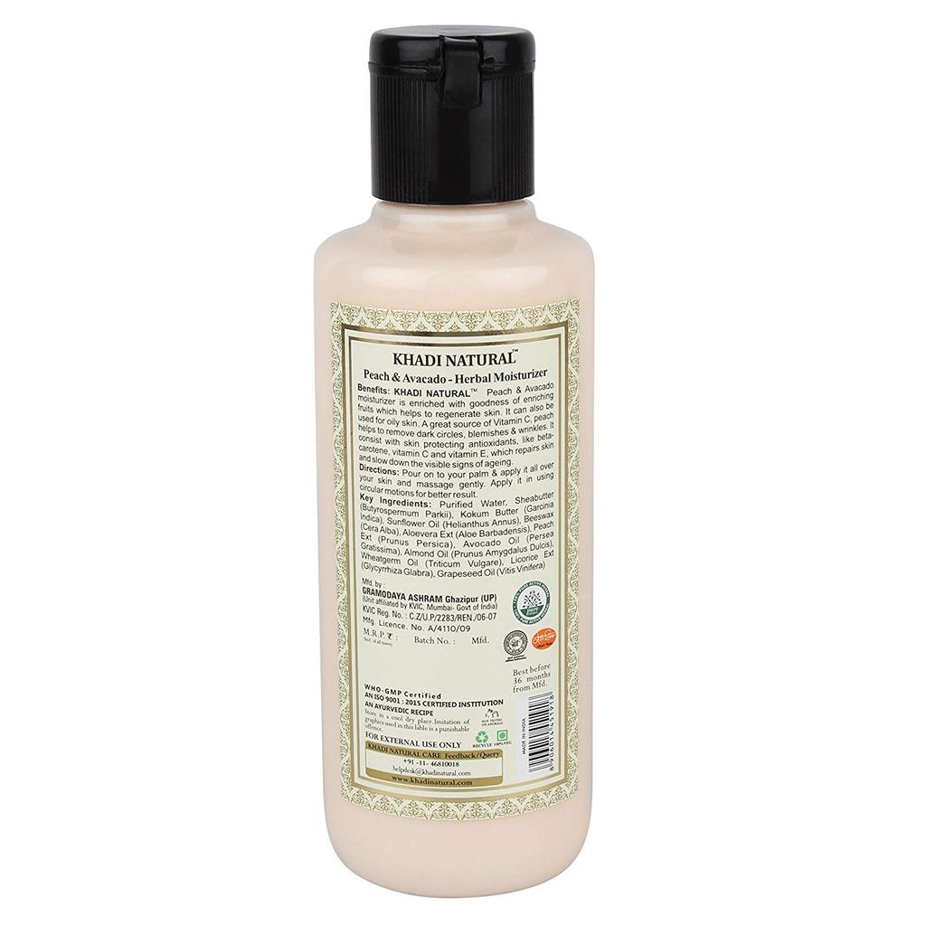 Feuchtigkeitsspendende Körpercreme mit Pfirsich und Avocado (210 ml), Pfirsich-Avacado-Feuchtigkeitscreme, Khadi Natural