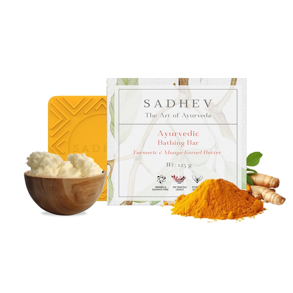 Sadhev Turmeric & Mango Kernel Butter bathing bar - Ayurvedic Soap - 125 Gm