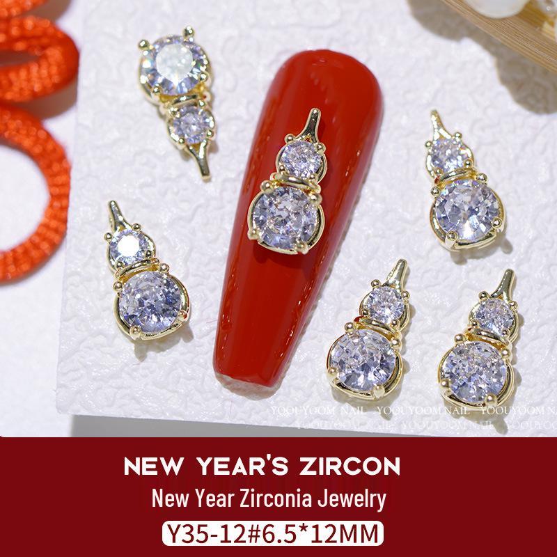 Nail Art Scintillante di Zirconia per Capodanno: Borsa del Denaro Attira-Ricchezza, Zucca di Lusso con Diamanti e Ornamenti per Unghie Oro/Argento