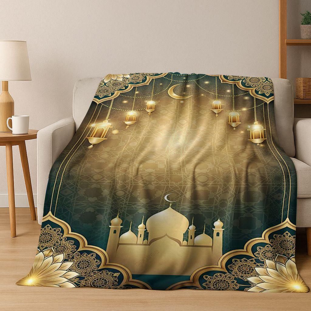 3D Islam Faith Prayer Muslim Calligraphy Flannel Blanket,Cozy Soft Throw Blanket for Home Bedroom Bed Sofa Picnic Cover Gift Kid