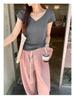 French Slim V-Neck Short-Sleeve White T-Shirt for Women - Summer 2026 New Arrival
