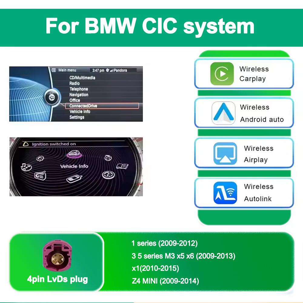 Wireless CarPlay Android For BMW CIC NBT System For BMW 1 2 3 4 5 6 7 Series X1 X3 X4 X5 X6 MINI F56 F15 F16 F25 F26 F48 F01 F10