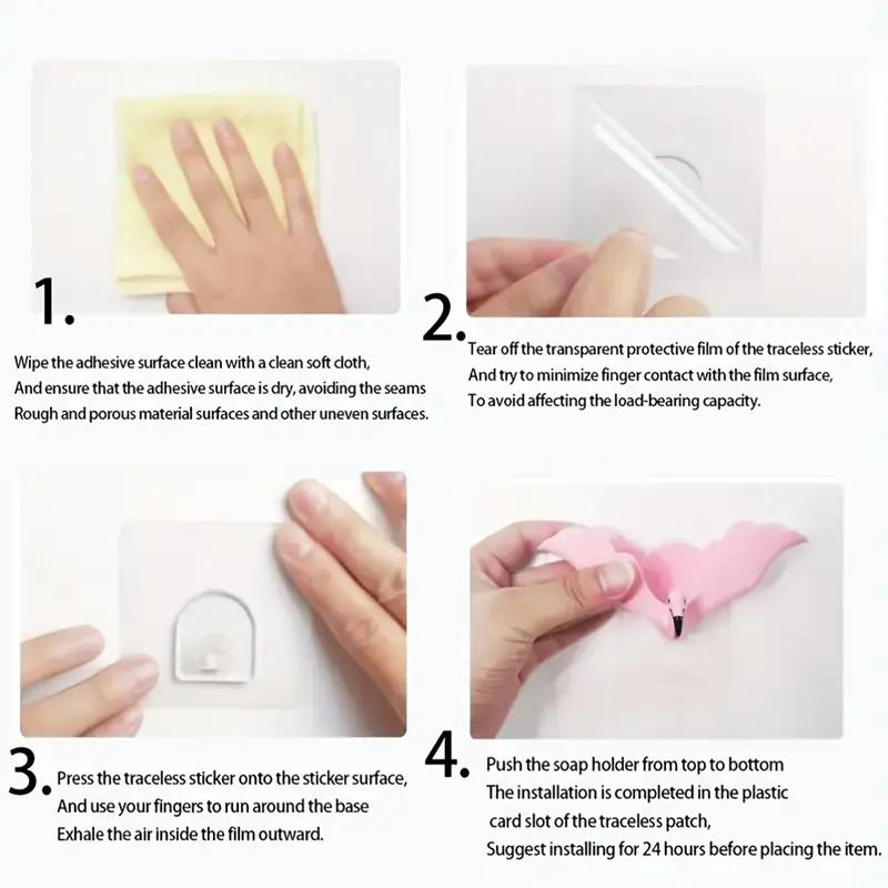 1PCS Household Multifunctional Flamingo Punch-free Soap Box Soap Box Drain Wall-mounted Creative Soap Box