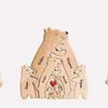 Personalized Wooden Mother & Baby Bear Family Puzzle Set: Solid Wood Craft Home Décor