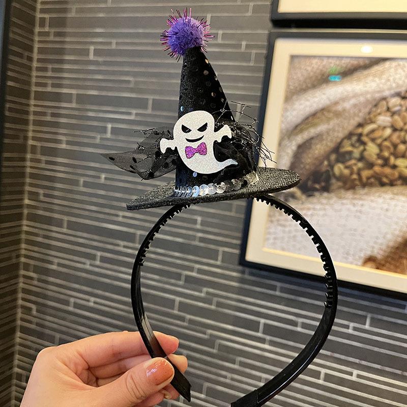 Cross-border Halloween Witch Hat Headband & Pumpkin Ghost Hair Clip for Children