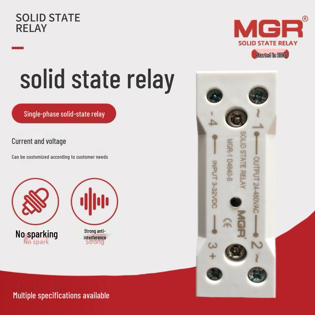 New MGR DC-Controlled AC Solid State Relay, 40A Bolt-On Rail, Model MGR-1 D4840-S.