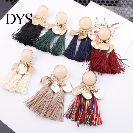 1Pair Women Bohemian Tassels Sequins Ear Stud Dangle Earrings Banquet Jewelry