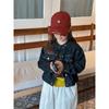 Korean Style Kids Girls Stand Collar Casual Denim Jacket Outerwear