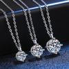 Serenity Day Four Claw D Color 1ct/2ct Moissanite Pendant Necklace Wholesale S925 Silver Neck Chain Plate Pt950 Fine Jewelry