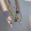 Multi-colored Entry~ Candy Color Beaded Love Necklace Cute Girl Collarbone Chain Summer New Neck Chain