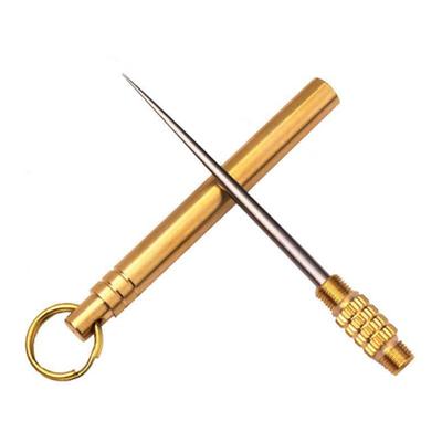 Titanium Outdoor Portable Multifunction Toothpick Bottle Fruit Fork Camping Tool Toothpick Tube Outdoor Emergency Equipment