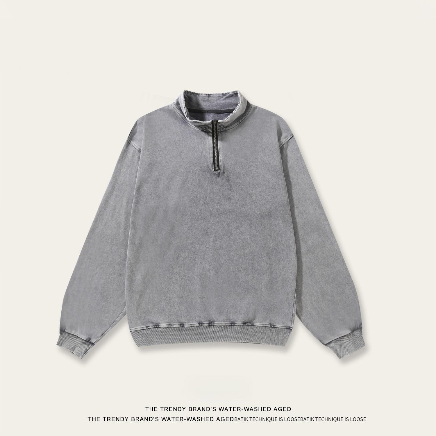 

Мужской пуловер на молнии до четверти, легкий, с воротником-стойкой, повседневная рубашка-поло с длинным рукавом для осени, для тренировок, свободный гольф-свитшот с воротником-стойкой для мужчин 4XL серый