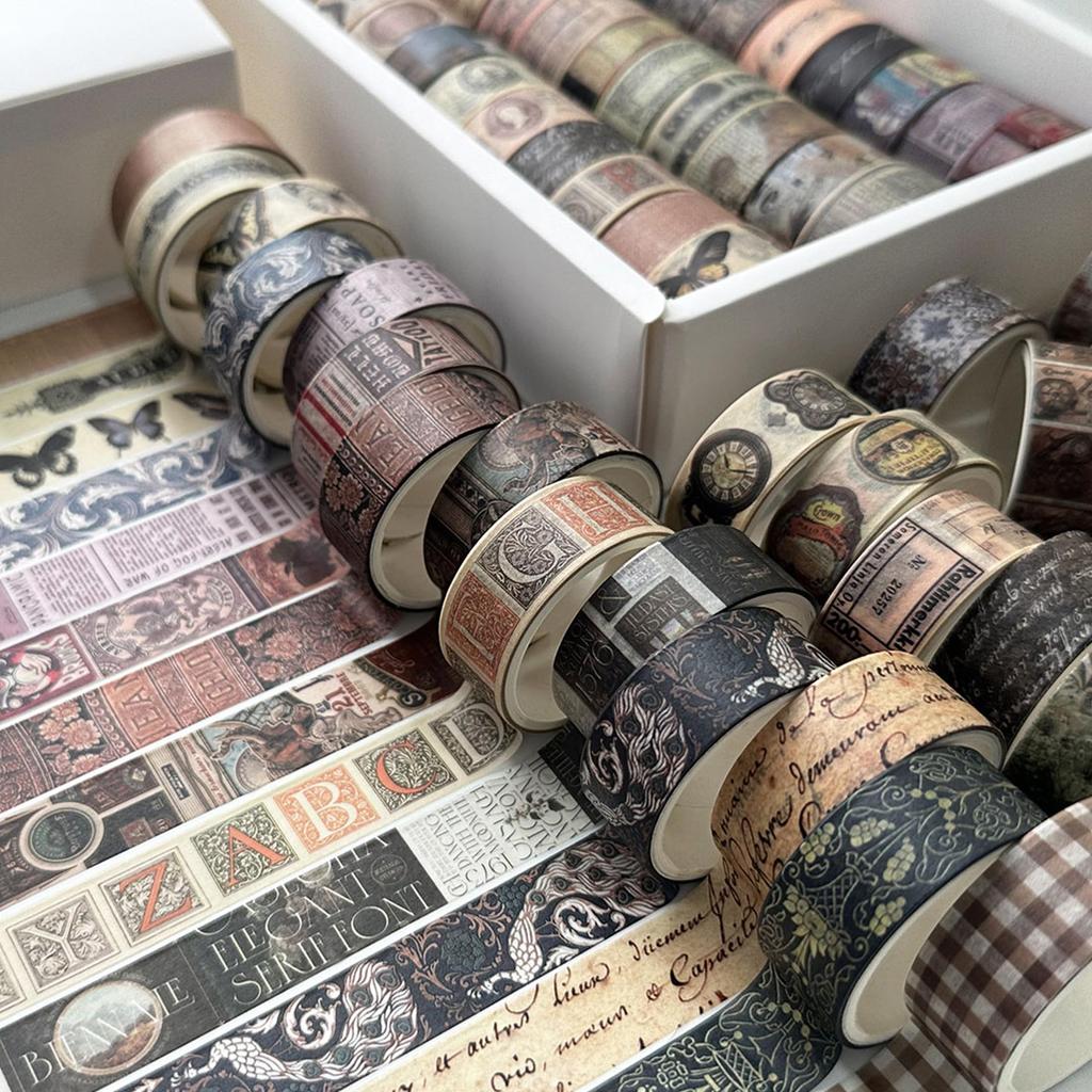 YUBBAEX Masking 36 Retro Vintage Antik Washi Wert Perfekt für und Scrapbooks Klebeband, Rollen, Muster, Klebeband, Packung, Planer, Dekorationen, Verpackung,
