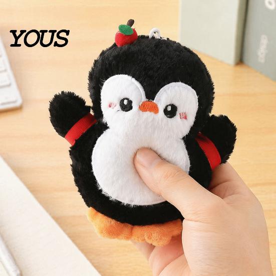 Portable Penguin Charm Plush Toy with Squeaker, Cartoon Keychain Mini Doll Pendant, Stuffed Animal for Backpack Bag Decorative Hanging Accessory Girls