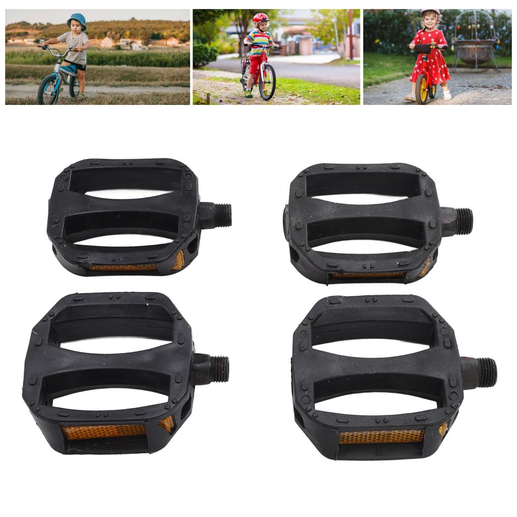 Pedal de bicicleta infantil antiderrapante com faixa refletora, rosca americana de 12 mm.