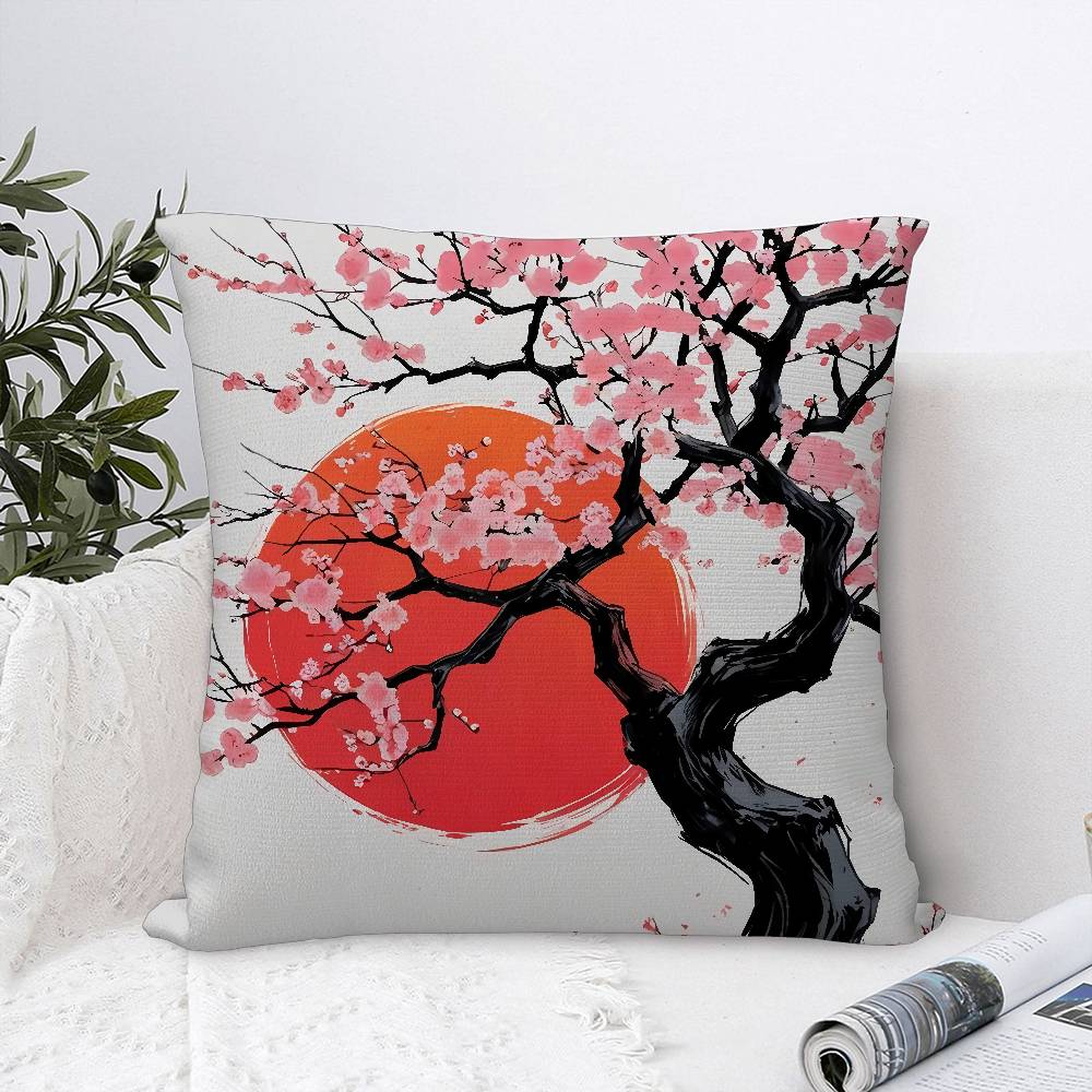 Japanese Moon Gate Pillow Case Sofa Decorative Home Double-sided Print Plush Square Throw Pillow Covers Cushion Decor Cover