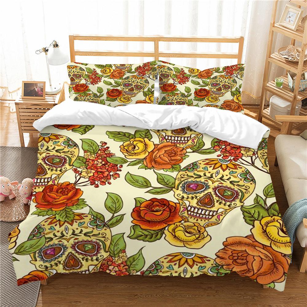Home Bed Clothes 3D Skull Printing Duvet Cover Set Superior Bedding Cover Suit Single Double Size Bed Set Polyester Pillowcase