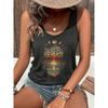 Bedrucktes Sommer Damen locker und personalisiert Traumfänger Netz bedrucktes Westtop T-Shirt bequem ärmellos