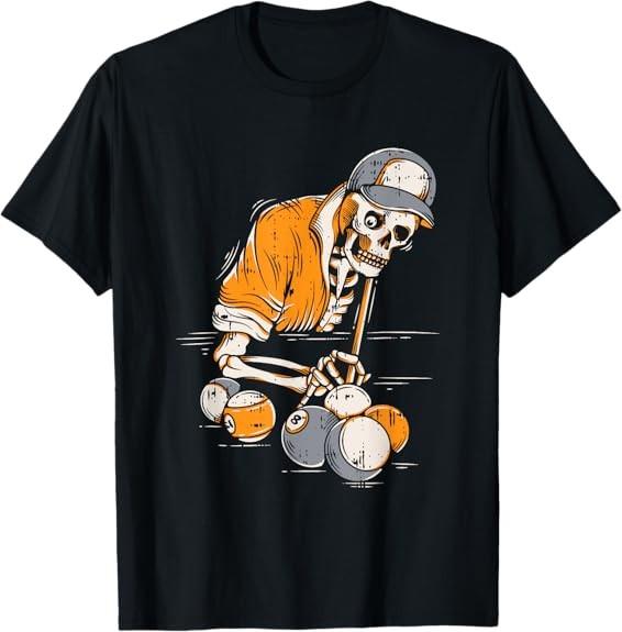 MOST POPULAR! Skeleton Playing Billiard Lazy Halloween Costume Tee T-Shirt S-3XL S разноцветный