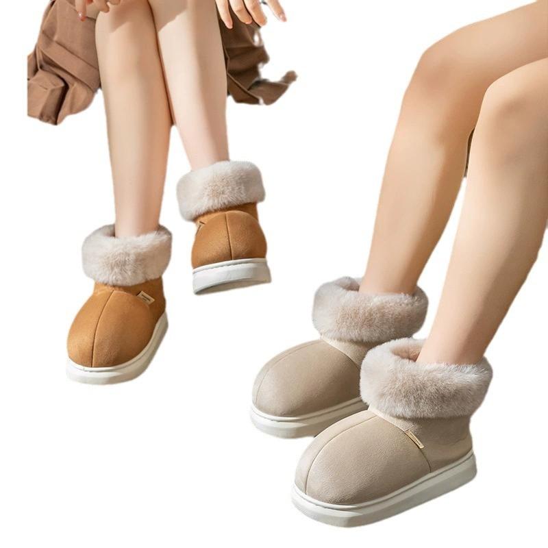 Snow Boots Women's Winter Velvet Warm Platform Cotton Shoes New Pink Short Boots Fashion Non-slip Outer Wear Snow Shoes Women