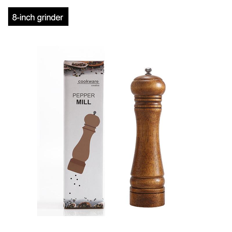 Wood Salt and Pepper Mill Set and Tray, Pepper Grinders, Salt Shakers with Adjustable Ceramic Rotor-5/8/10 inches