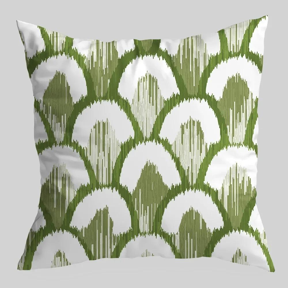 Green Fresh Geometric Print Pattern Pillowcase Suitable for Home Living Room Sofa Car Decorative Cushion Cover