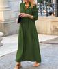 2025 European & American V-Neck Solid Color Long Sleeve Casual Dress for Autumn/Winter