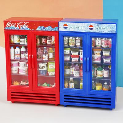 1 Piece Freezer Pretend Play Toy 1:12 Doll House Mini Double Door Refrigerator Dollhouse Furniture Supermarket Micro Scene Model