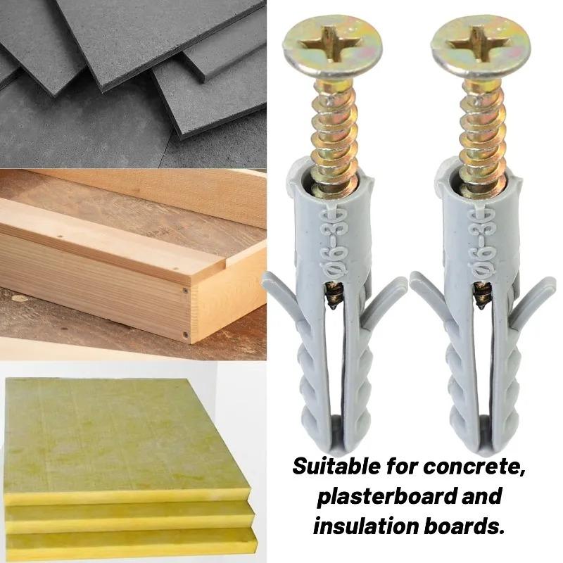 50/200x Self Tapping Metal Expansion Tube Fasteners Bolt Metal Plastic Self Drilling Wall Plug Screw for Concrete Bricks Stone