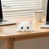 Accesorios de Escritorio para Oficina en Casa, Adorno de Gato Lindo Sentado en Estante, Figura de Gatito de Madera Mirando Curiosamente, Estatua Realista Decorativa Plana 2D para Escritorios