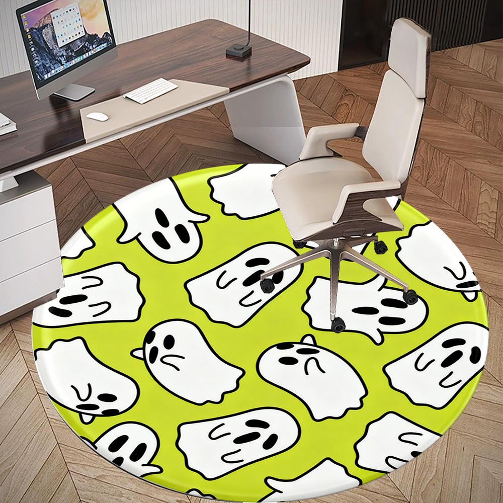 1pc Ghost Halloween Round Chair mat office Area Rug - Non-Slip, Floor Mat for Office, Bedroom, Ideal home decor gift p0105043