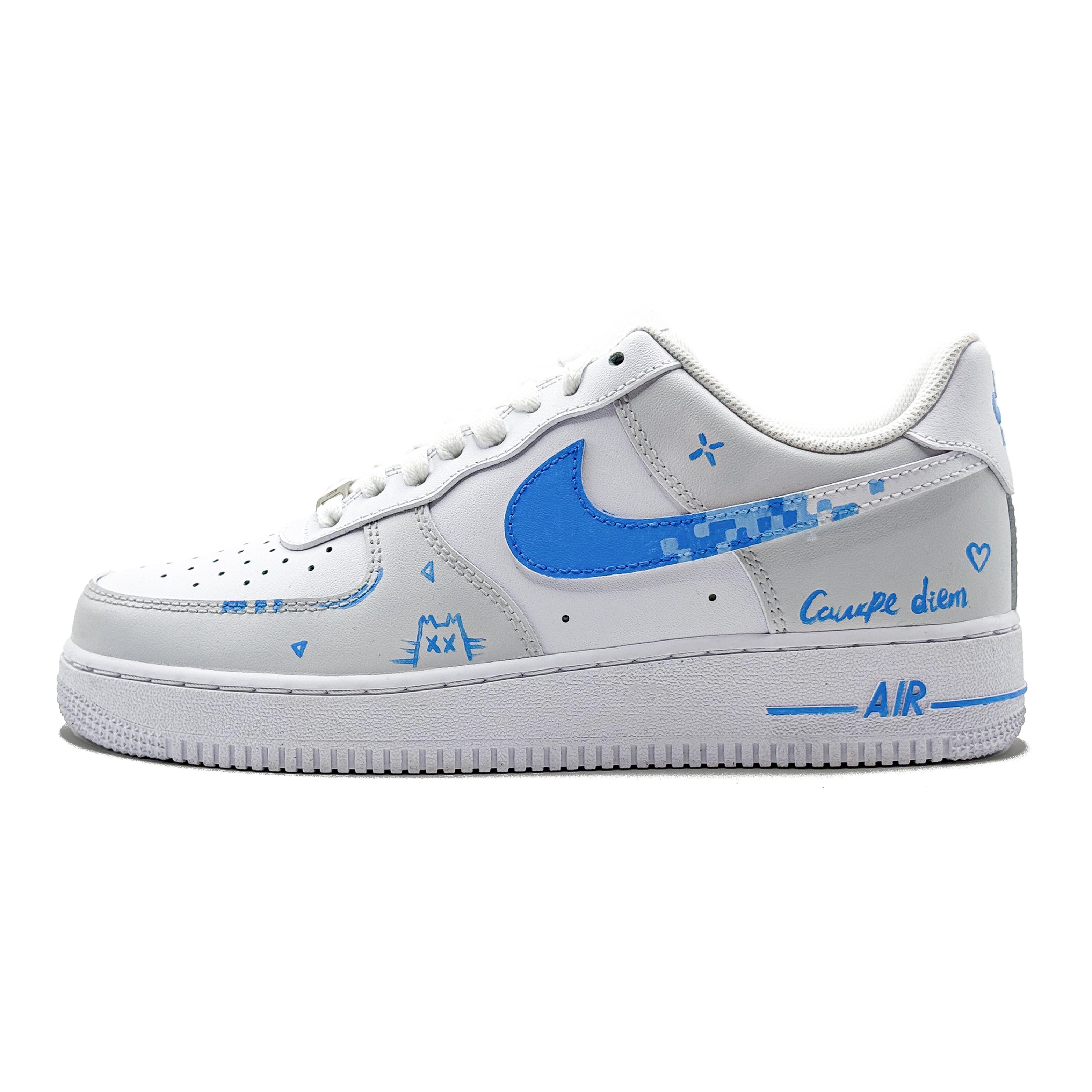 

Nike Air Force 1 Cushioning, Wear Resistant Low top Skateboard Shoes Men s Blue White CW2288-111(Team907-) 42.5