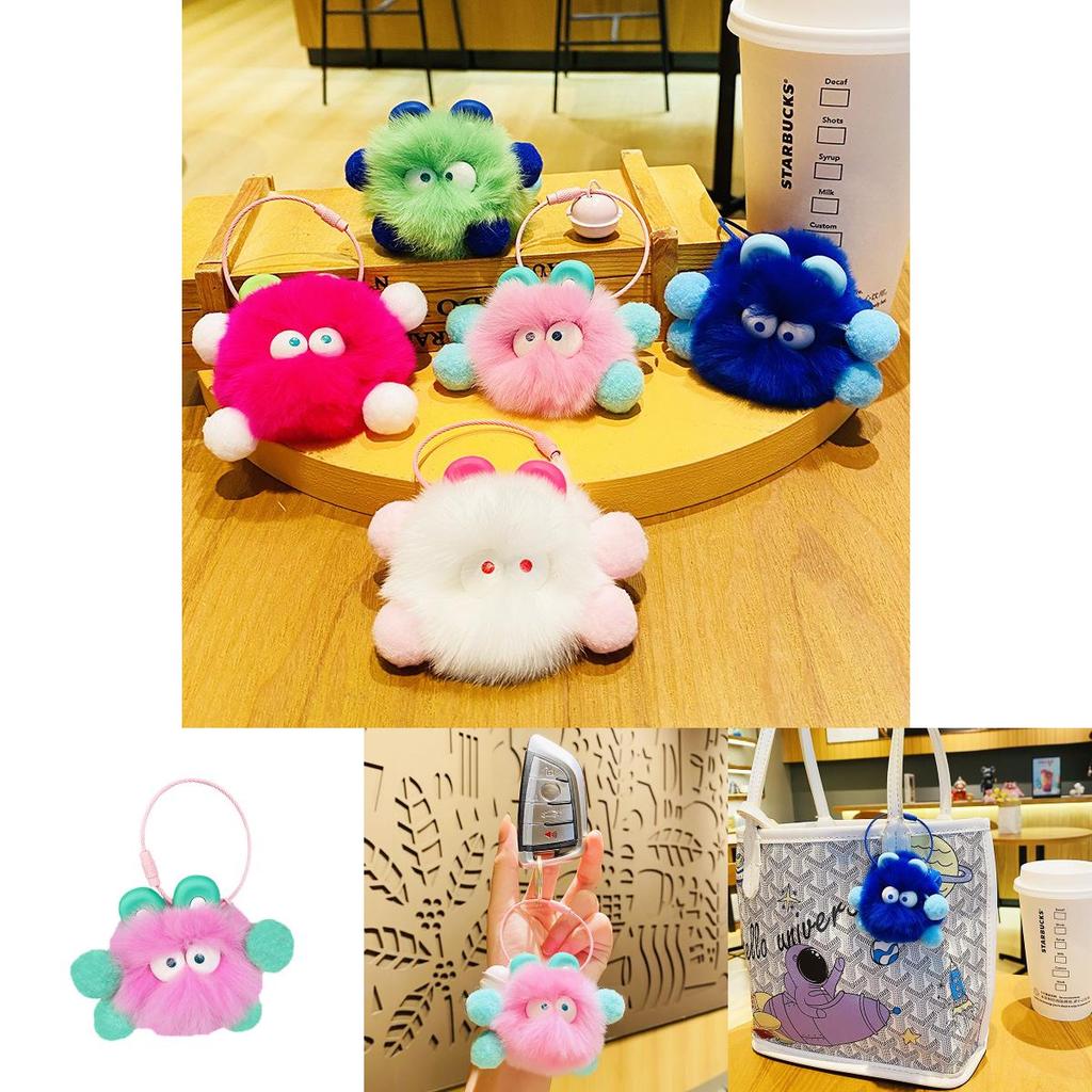 Adorable Fluffy Bunny Keychain Charming Plush Bag Accessory For Couples And Friends