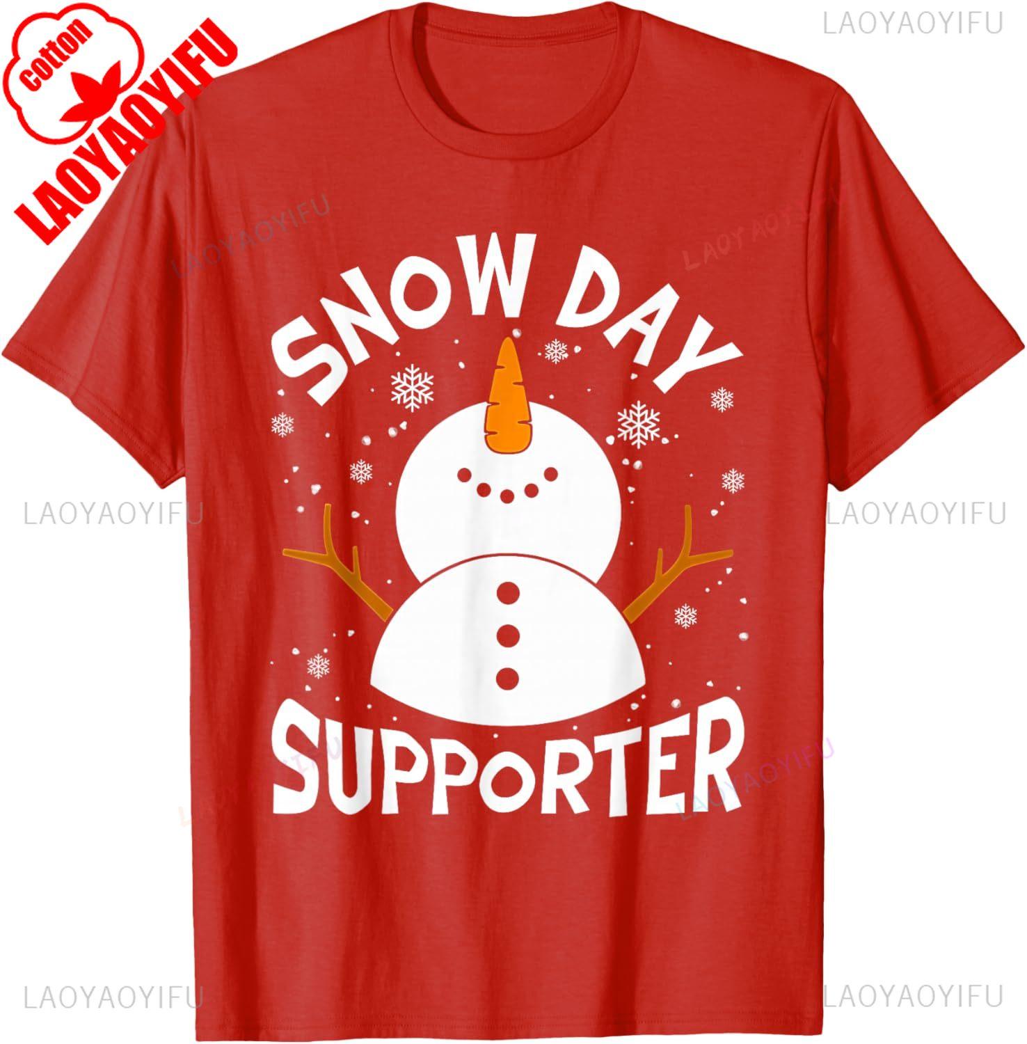 Lovely Snow Day Supporter Snowflake Funny Teacher Christmas Pajamas Pattern Printed Tshirt Tops Unisex Commuter Fashion Tops S
