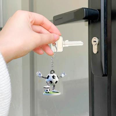 Keychain 2D Acrylic Soccer Chain Car Craftsmanship Keyring Backpacks Interior Fine Charm Key Handbags Cars Wallets