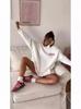 Women's Retro Embroidered Fleece-Lined Mid-Length Hoodie for Autumn/Winter
