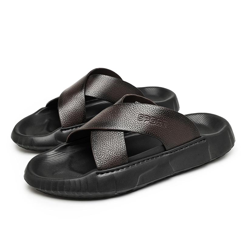 

Летние удобные мужские сандалии и тапочки слипоны на плоской подошве модные сандалии пляжная обувь для отдыха на открытом воздухе прогулки черные 44