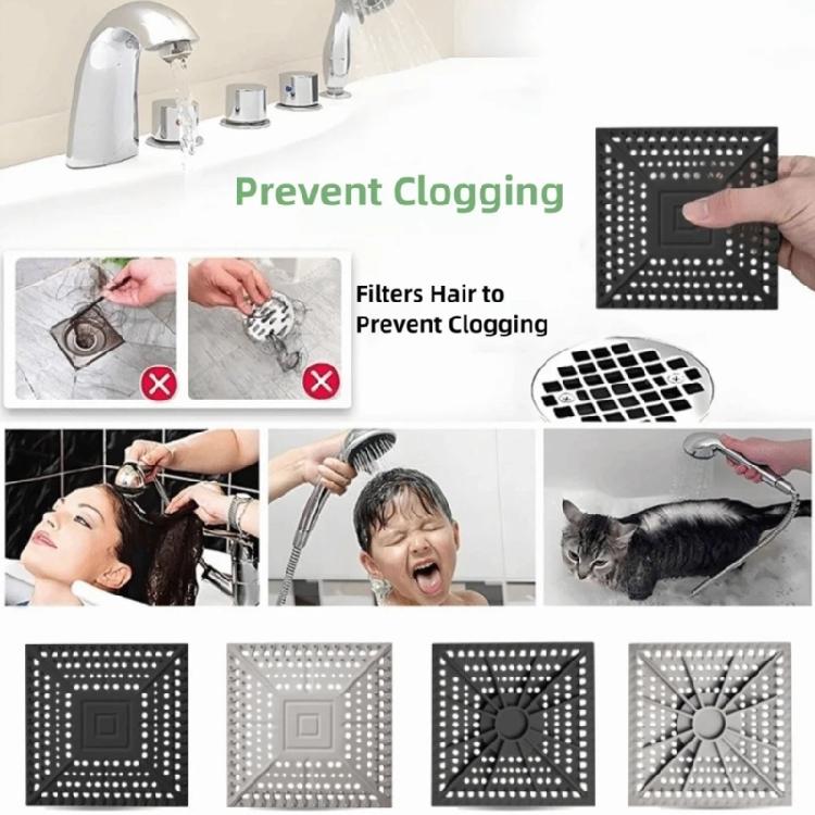 Shower Drain Pad Square Shape Silicone Floor Drain Cover Sewer Outfall Drain Filter Kitchen Bathroom Accessories